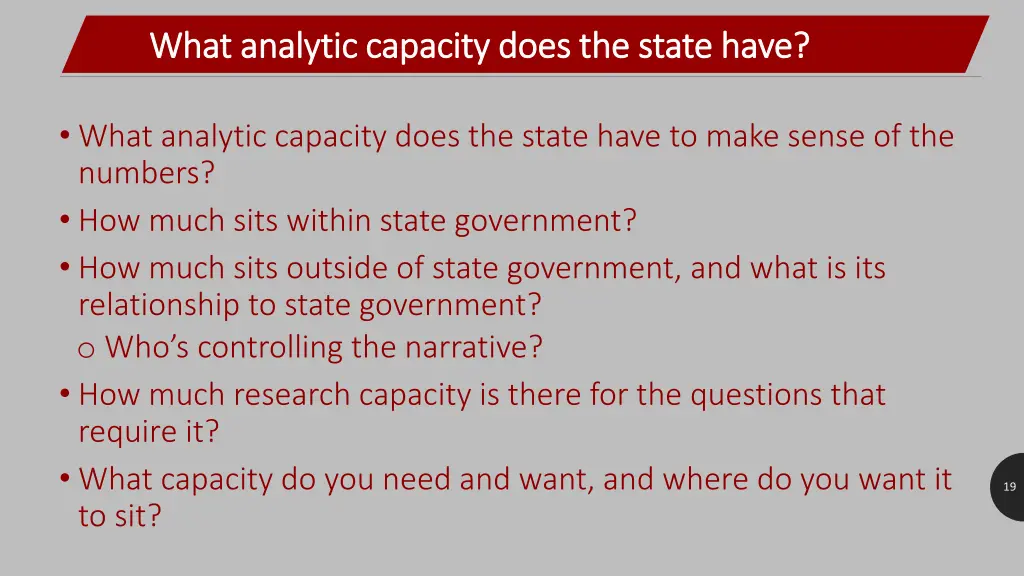 what analytic capacity does the state have what