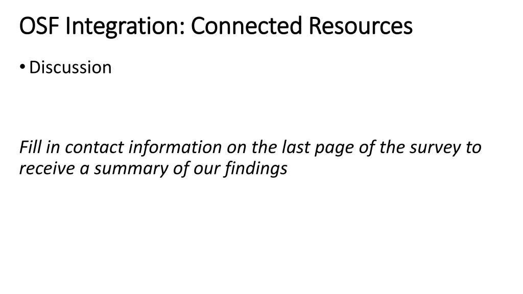 osf integration connected resources