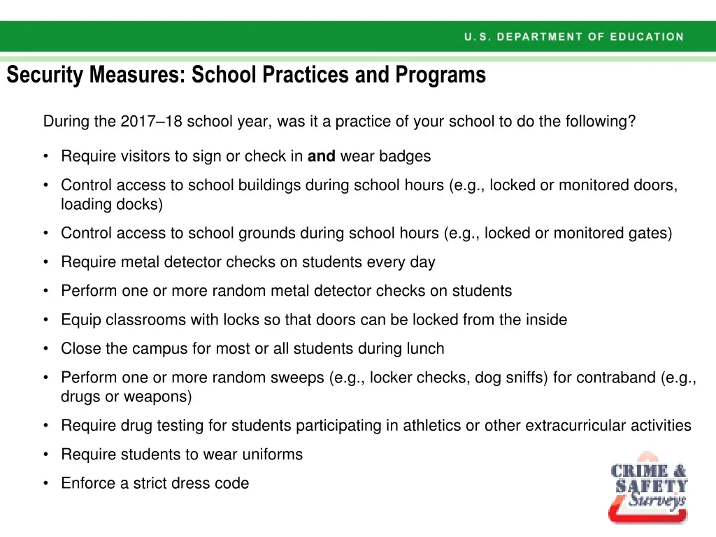 security measures school practices and programs