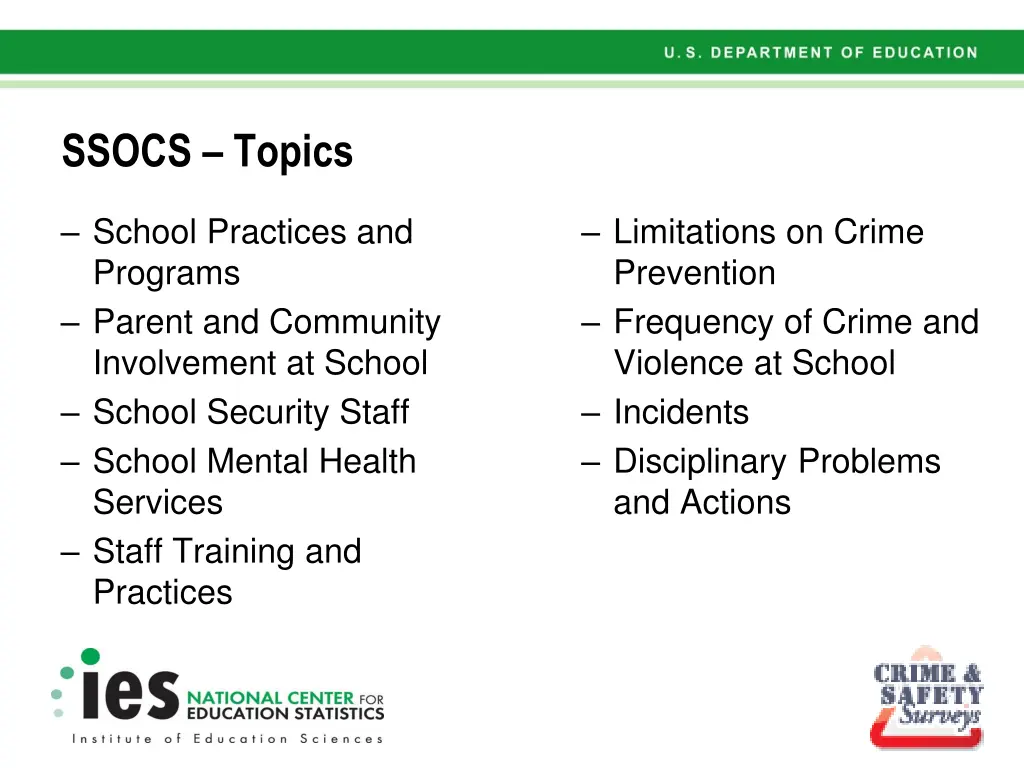 ssocs topics
