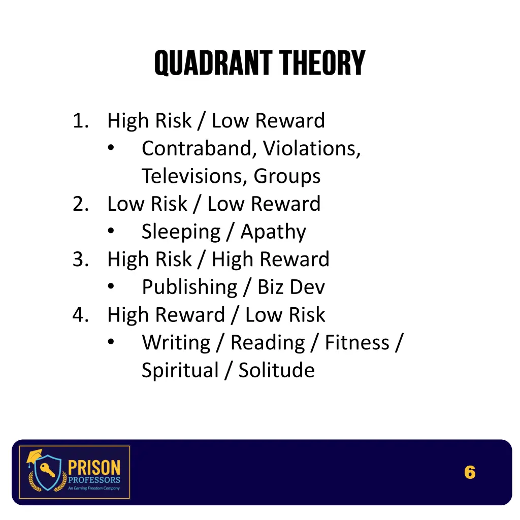 1 high risk low reward contraband violations