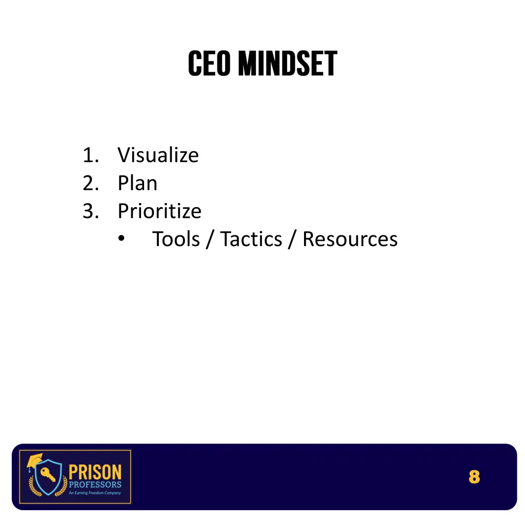 1 visualize 2 plan 3 prioritize