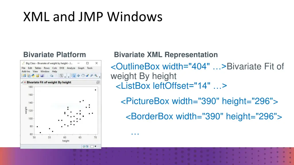 xml and jmp windows