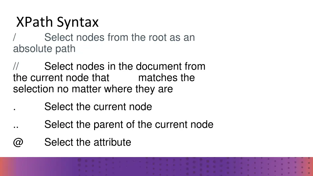 xpath syntax select nodes from the root