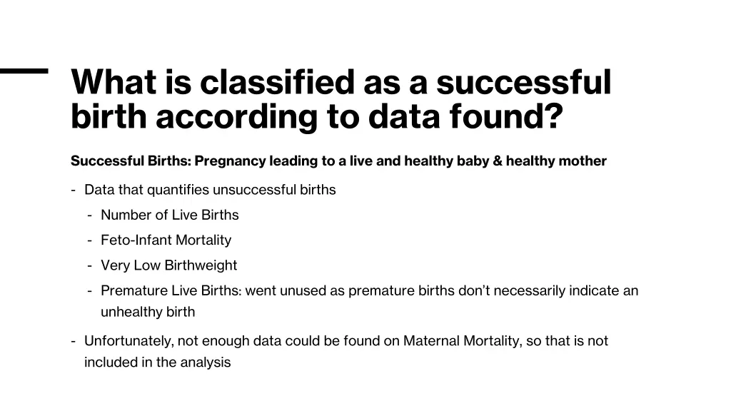 what is classified as a successful birth