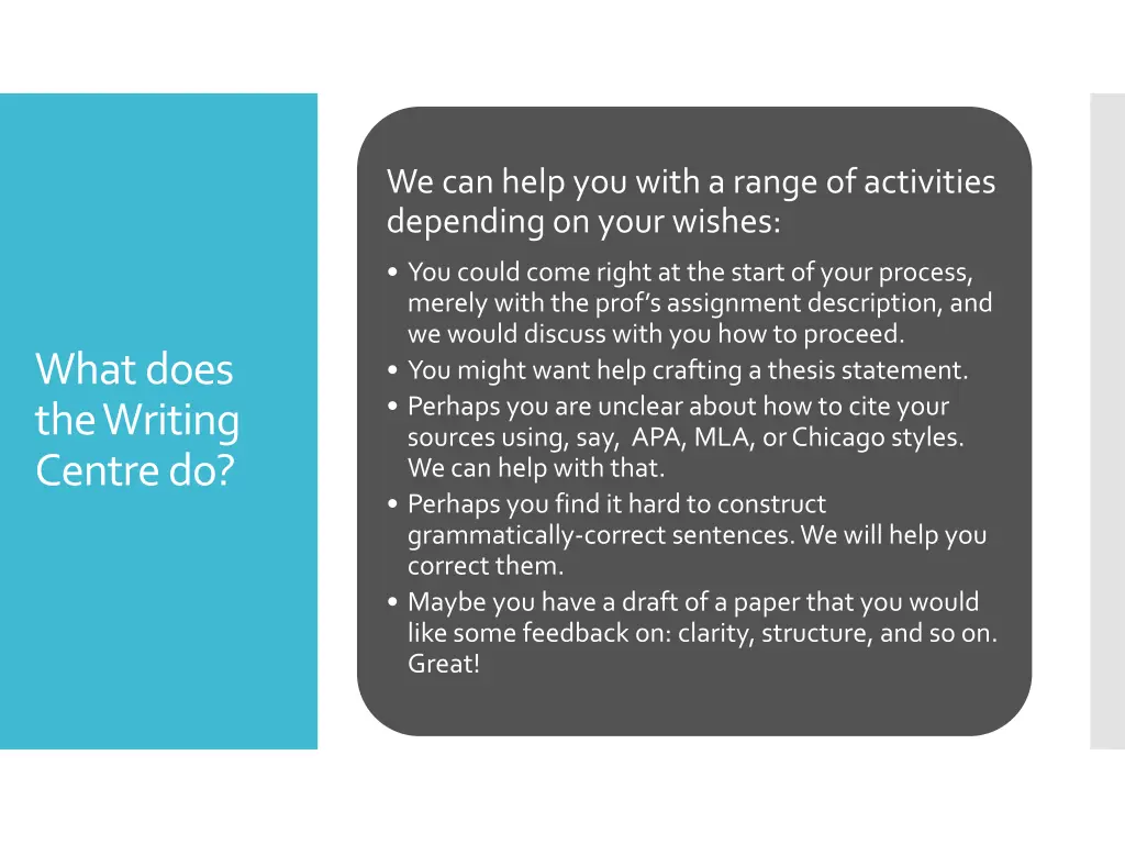 we can help you with a range of activities