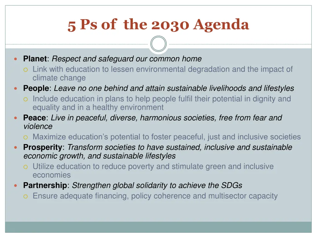 5 ps of the 2030 agenda