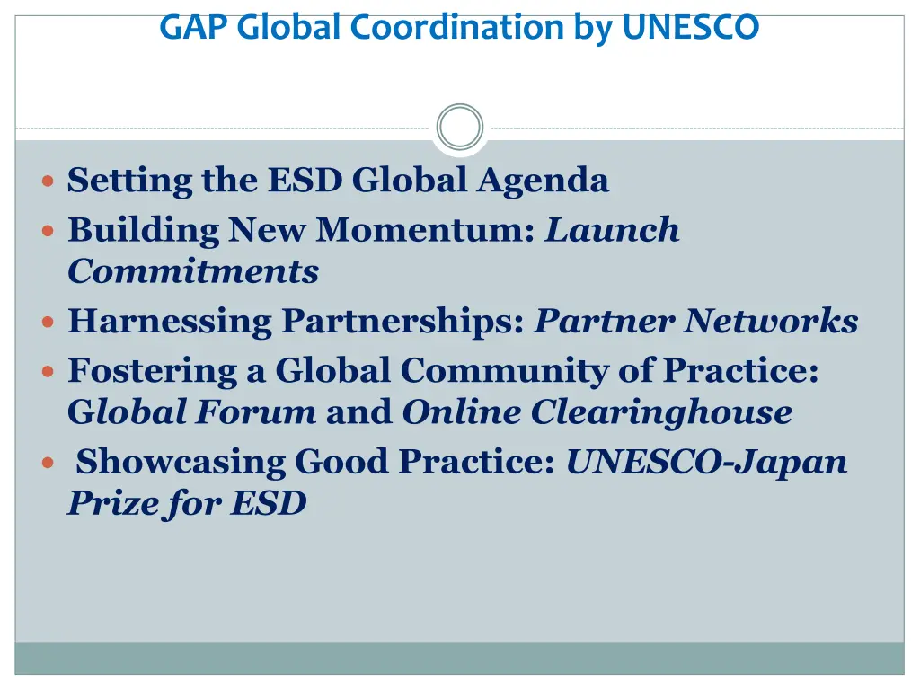 gap global coordination by unesco