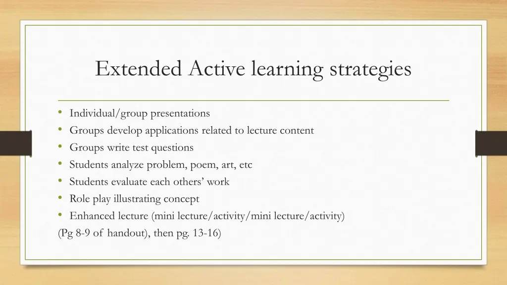 extended active learning strategies