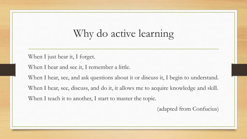 why do active learning
