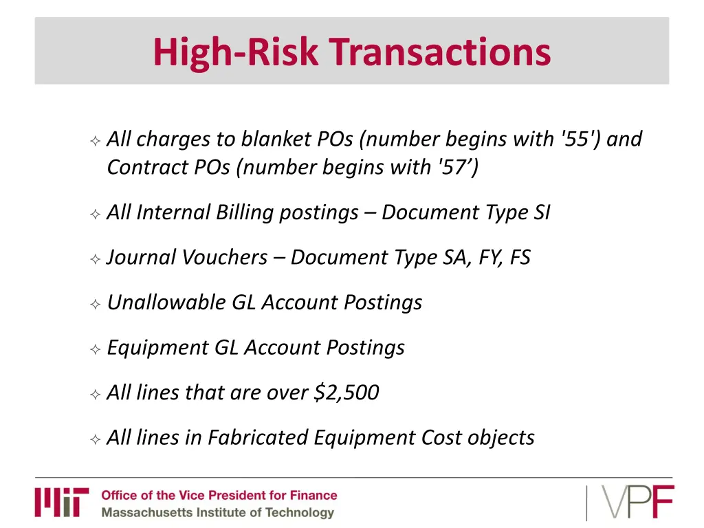 high risk transactions