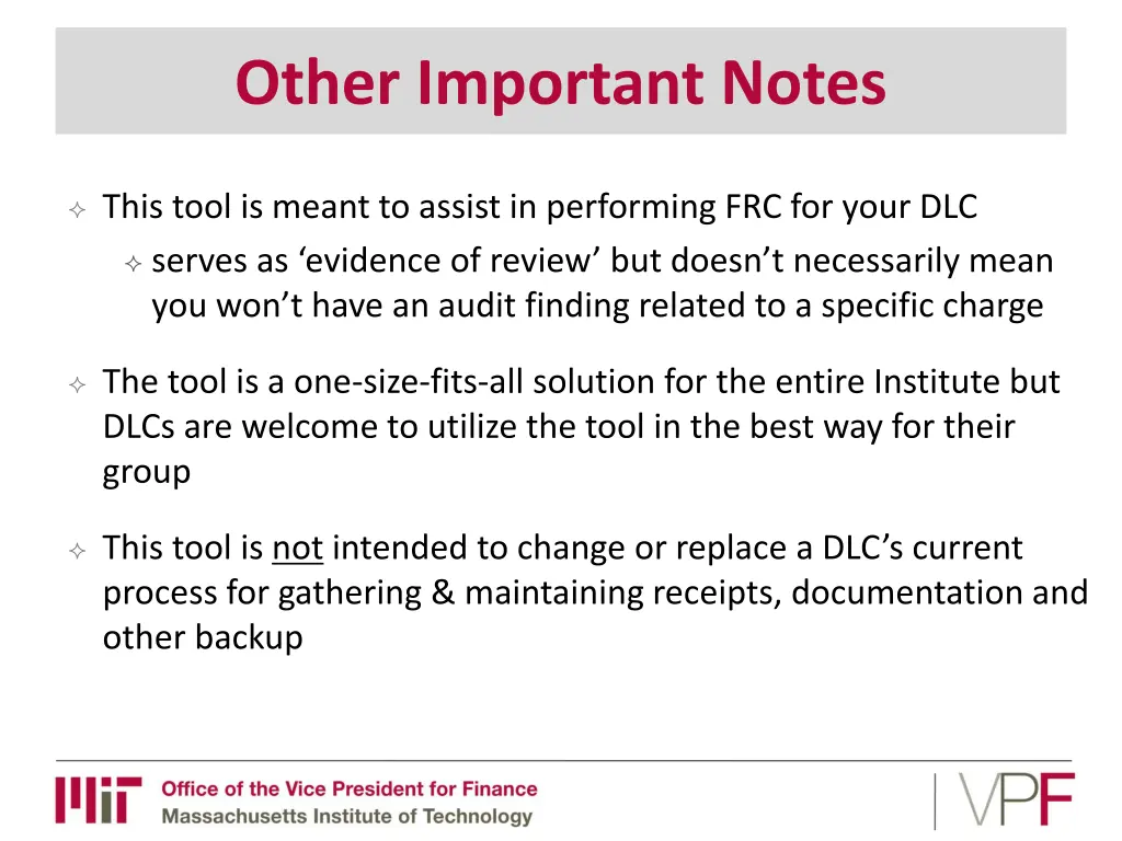 other important notes