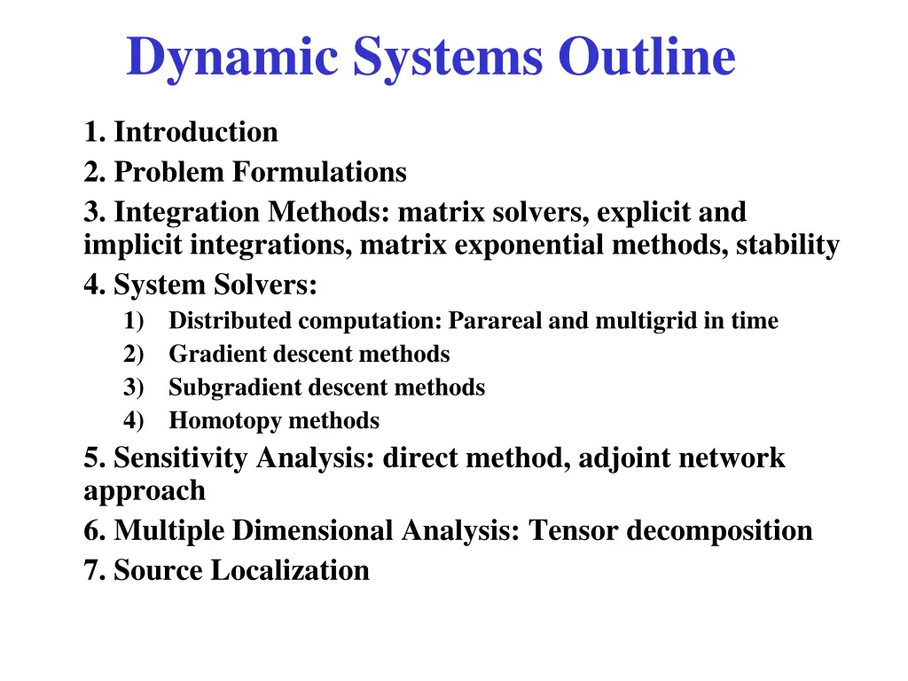 dynamic systems outline