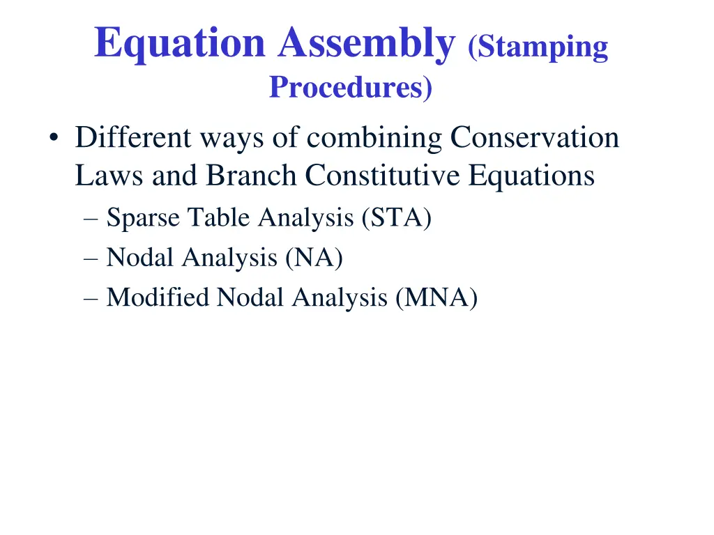 equation assembly stamping procedures different