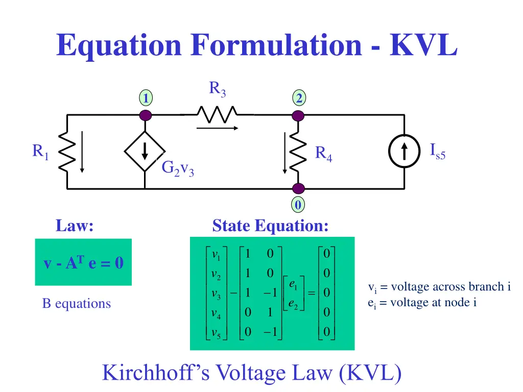 equation formulation kvl