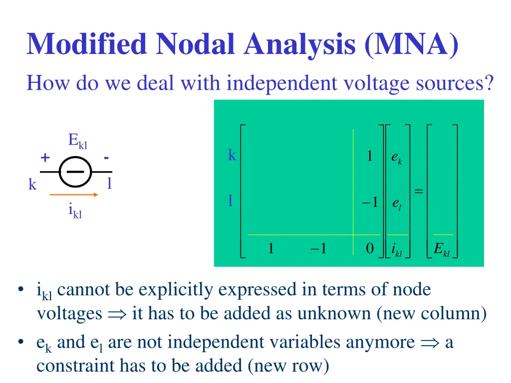 modified nodal analysis mna how do we deal with
