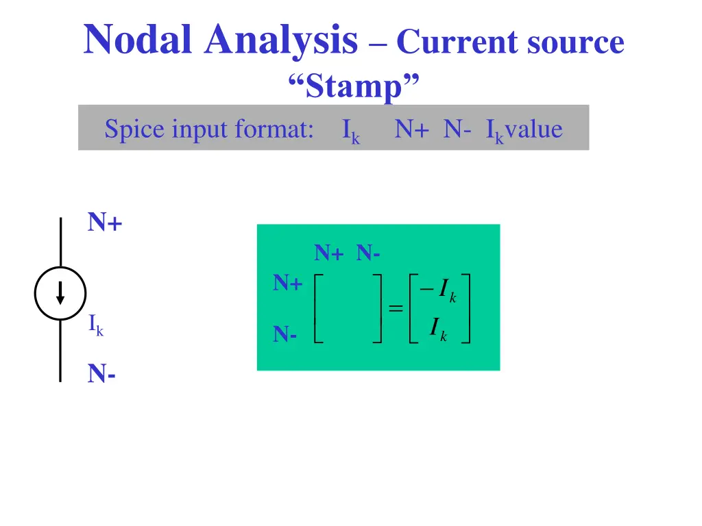 nodal analysis current source stamp