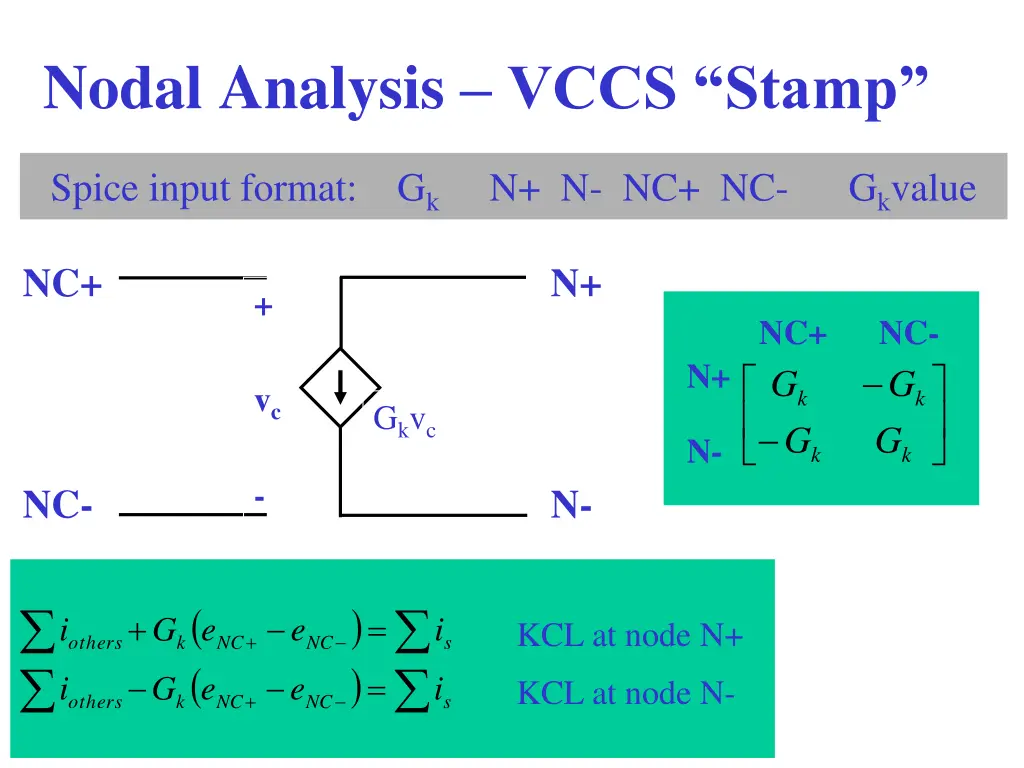 nodal analysis vccs stamp