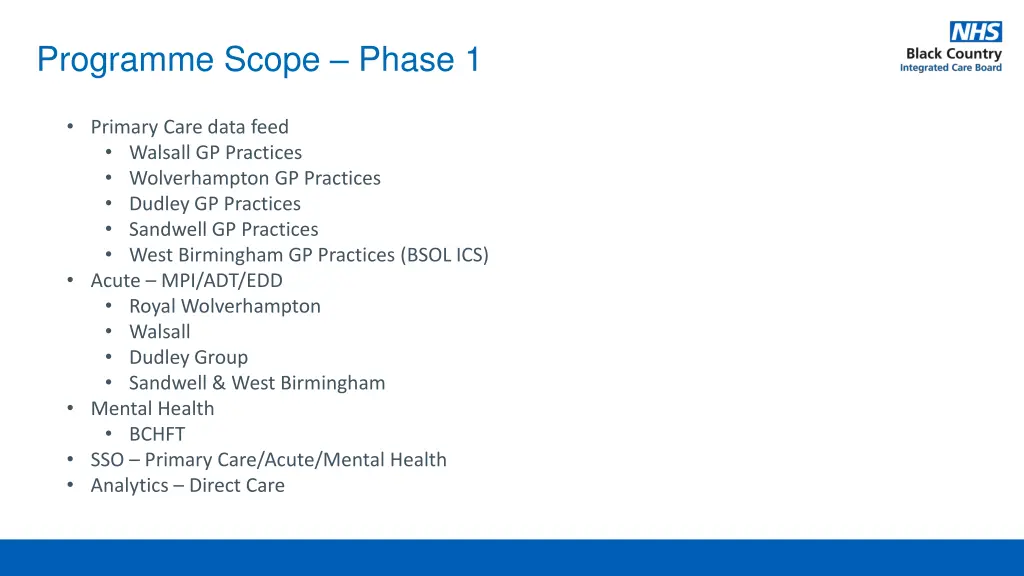 programme scope phase 1
