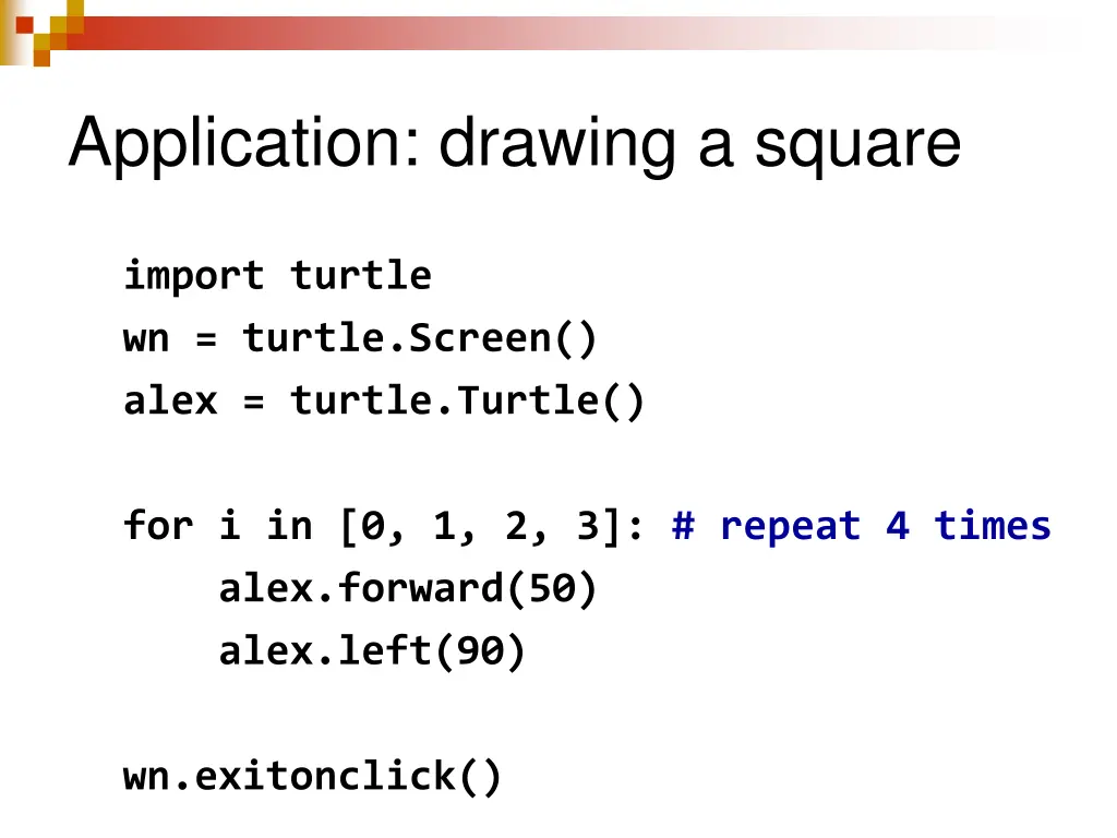 application drawing a square