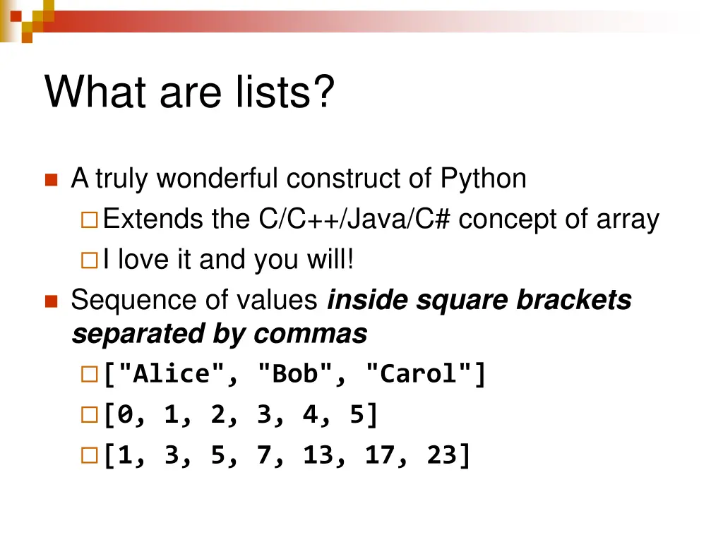 what are lists