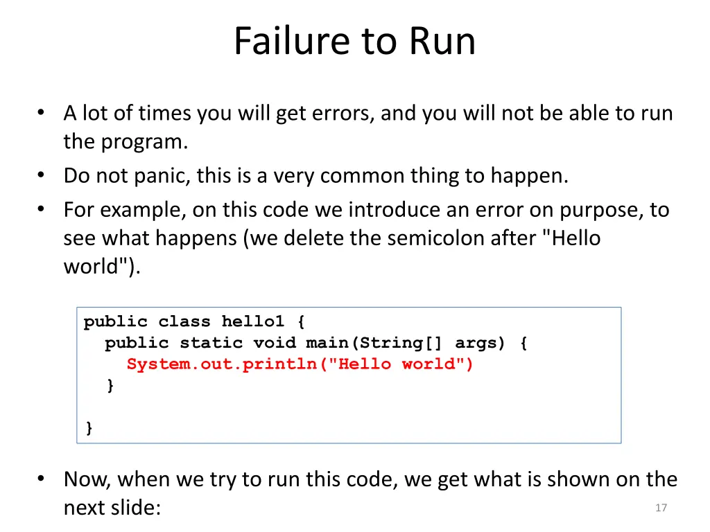 failure to run