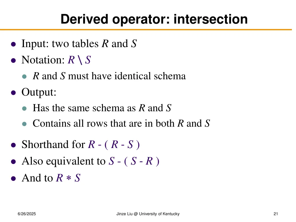 derived operator intersection