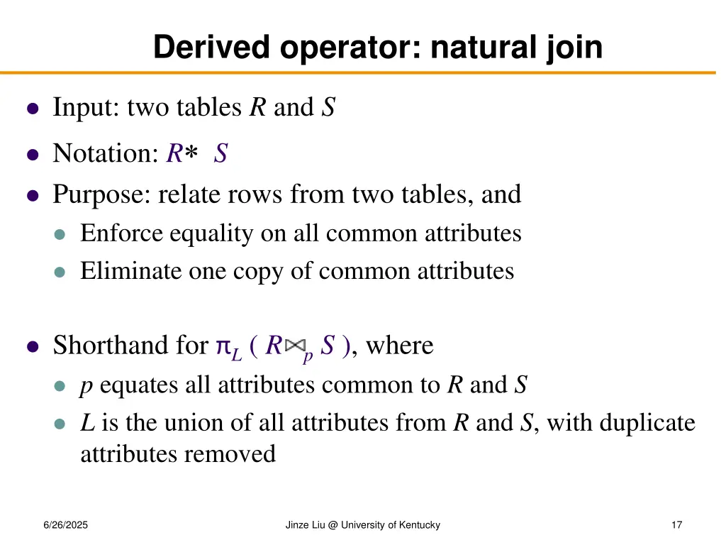 derived operator natural join