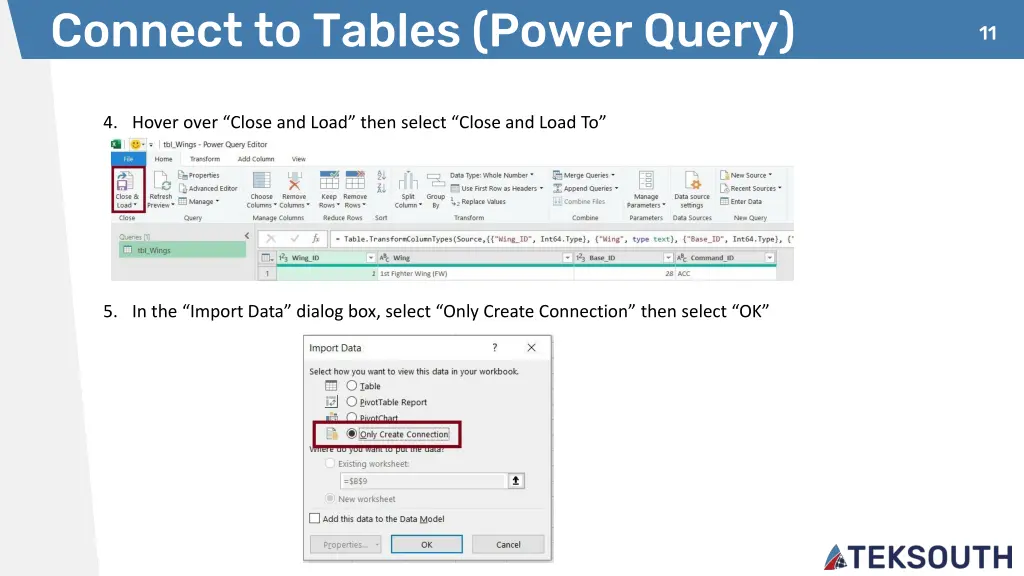 connect to tables power query 1