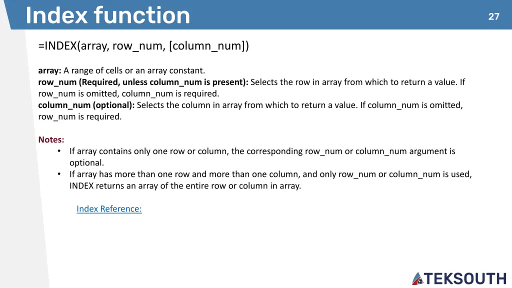 index function