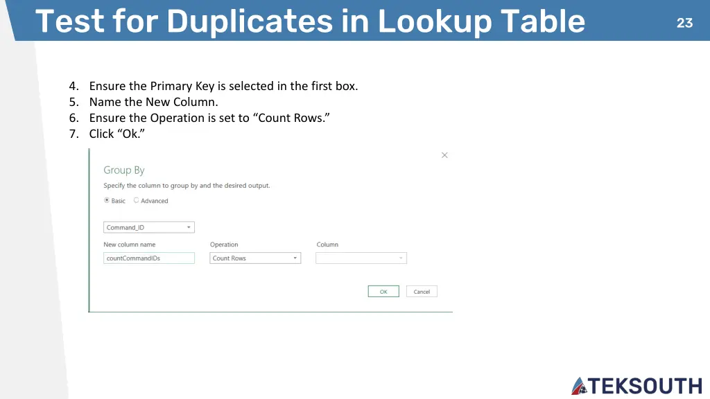 test for duplicates in lookup table 2