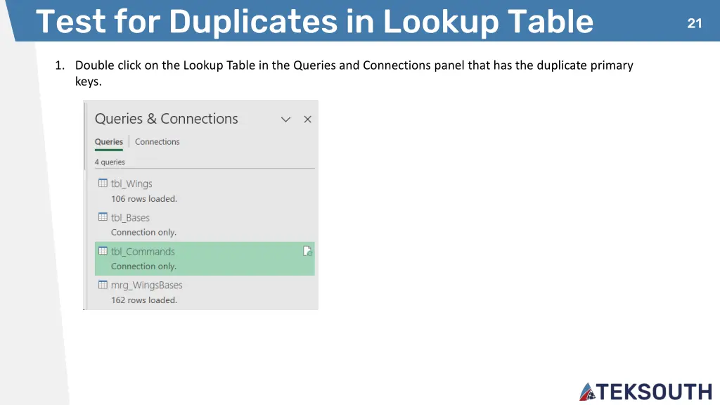 test for duplicates in lookup table