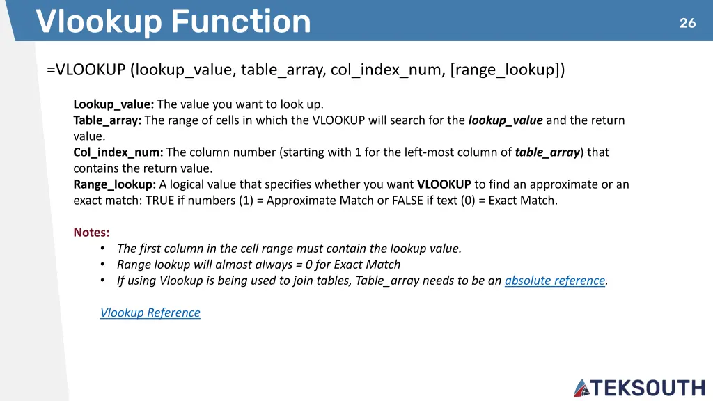 vlookup function