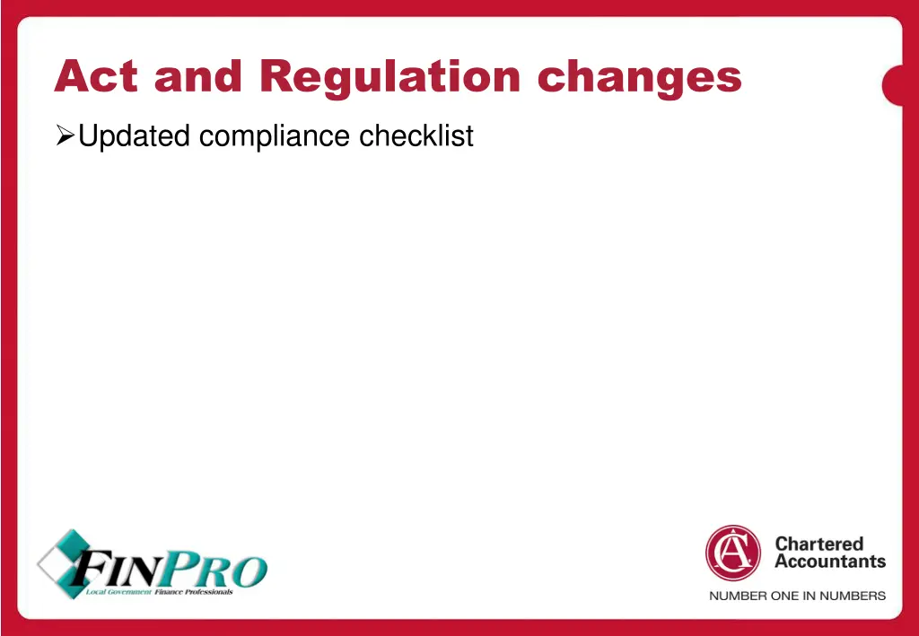 act and regulation changes updated compliance