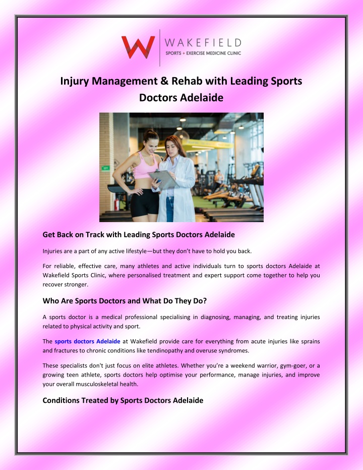 injury management rehab with leading sports