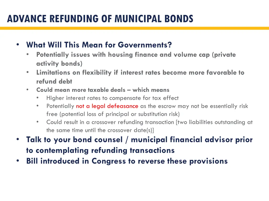 advance refunding of municipal bonds 2