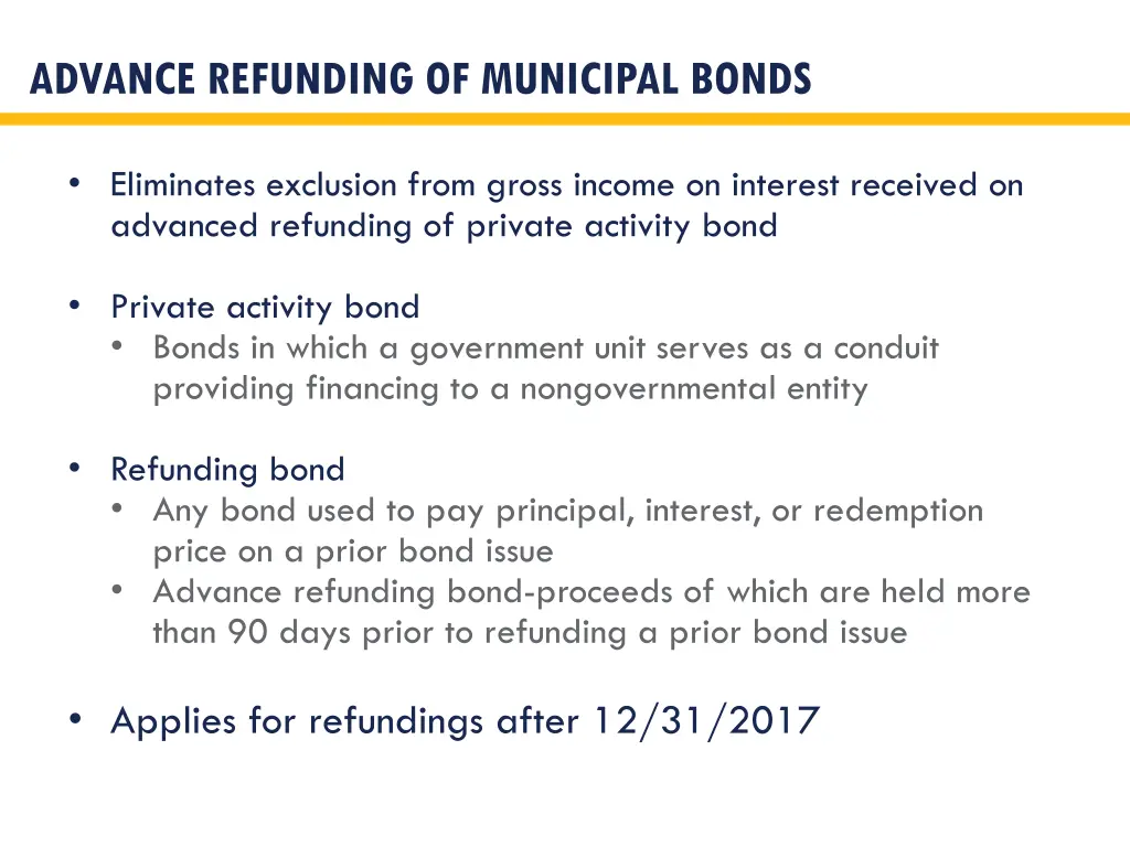 advance refunding of municipal bonds
