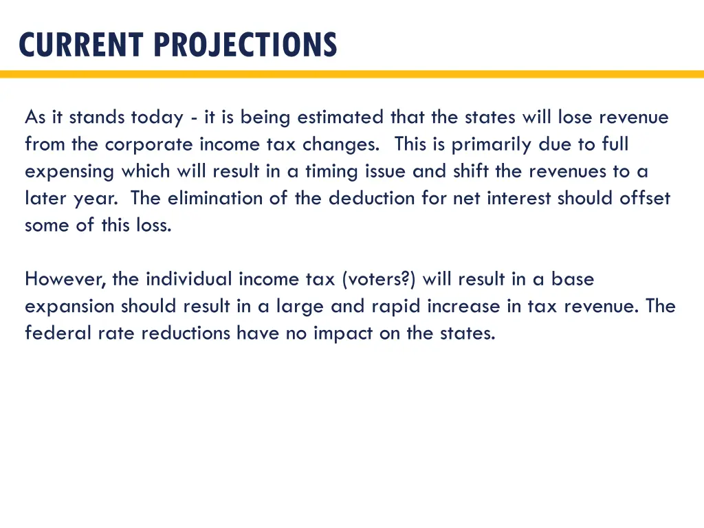 current projections