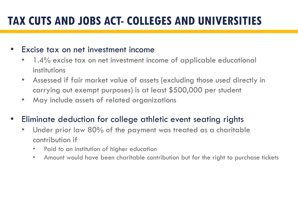 tax cuts and jobs act colleges and universities