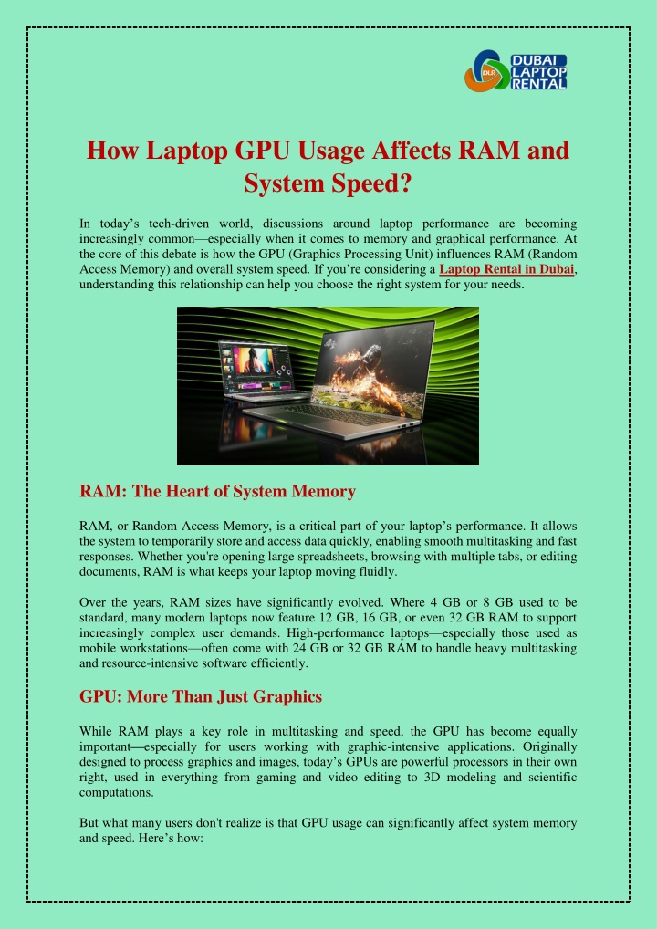 how laptop gpu usage affects ram and system speed