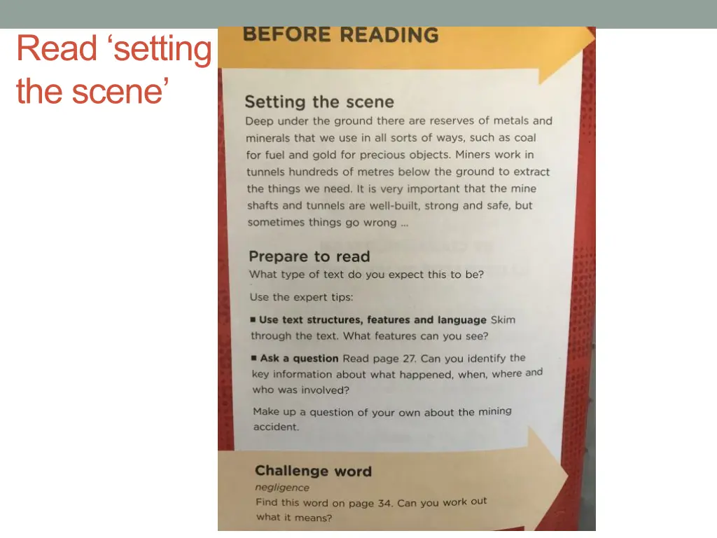 read setting the scene