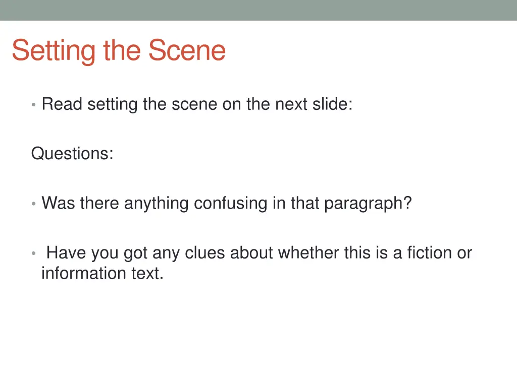 setting the scene