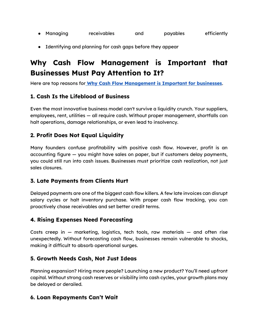 managing identifying and planning for cash gaps