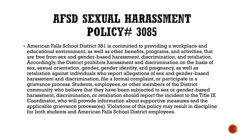afsd sexual harassment policy 3085
