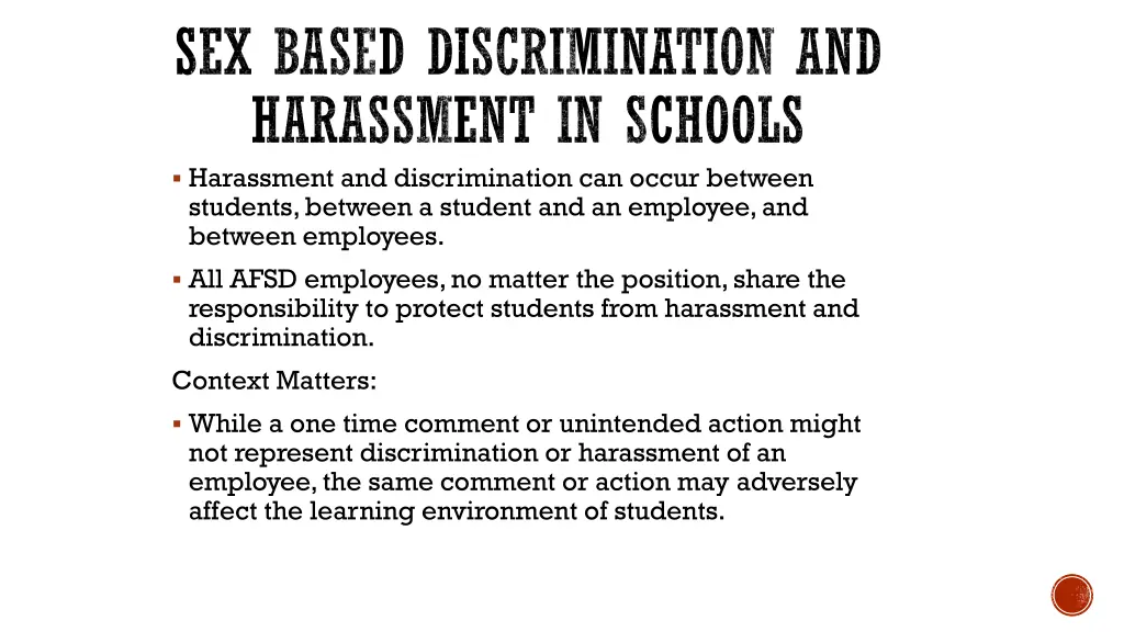 sex based discrimination and harassment