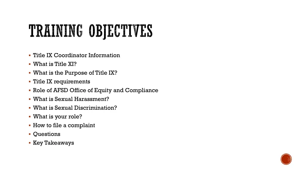 training objectives