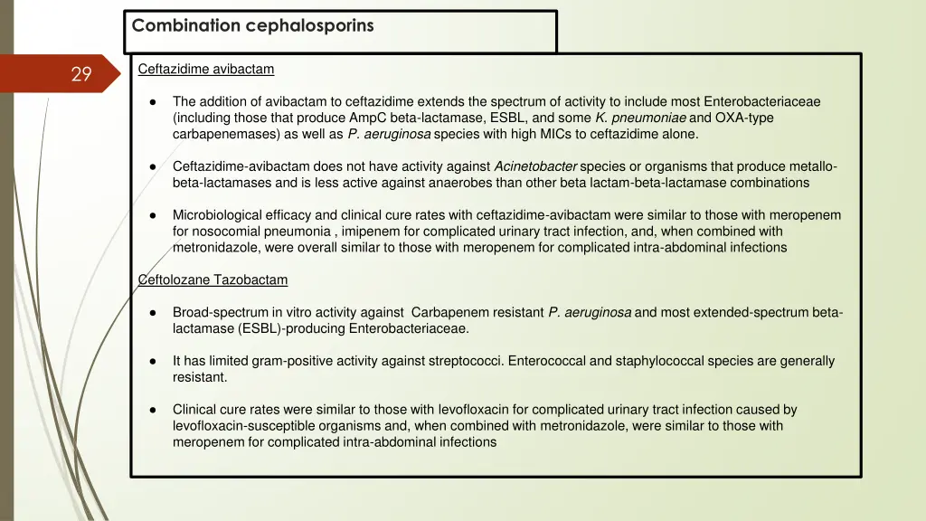 combination cephalosporins