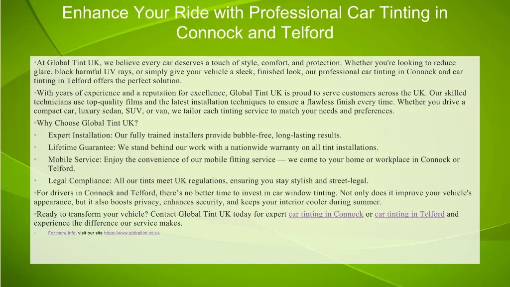 enhance your ride with professional car tinting