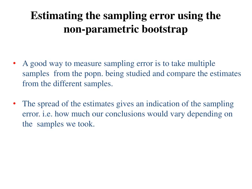 estimating the sampling error using