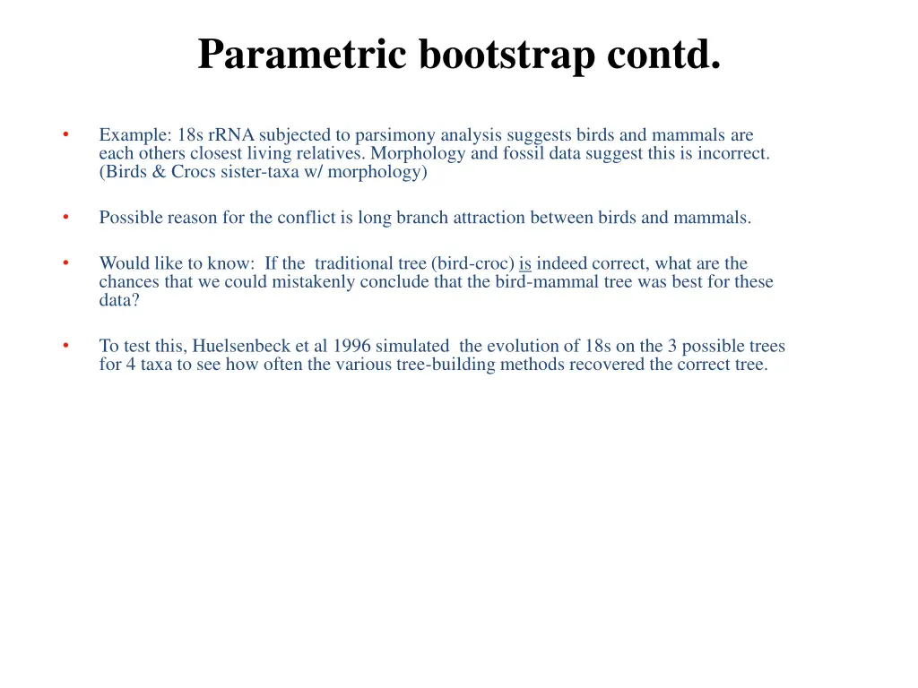 parametric bootstrap contd
